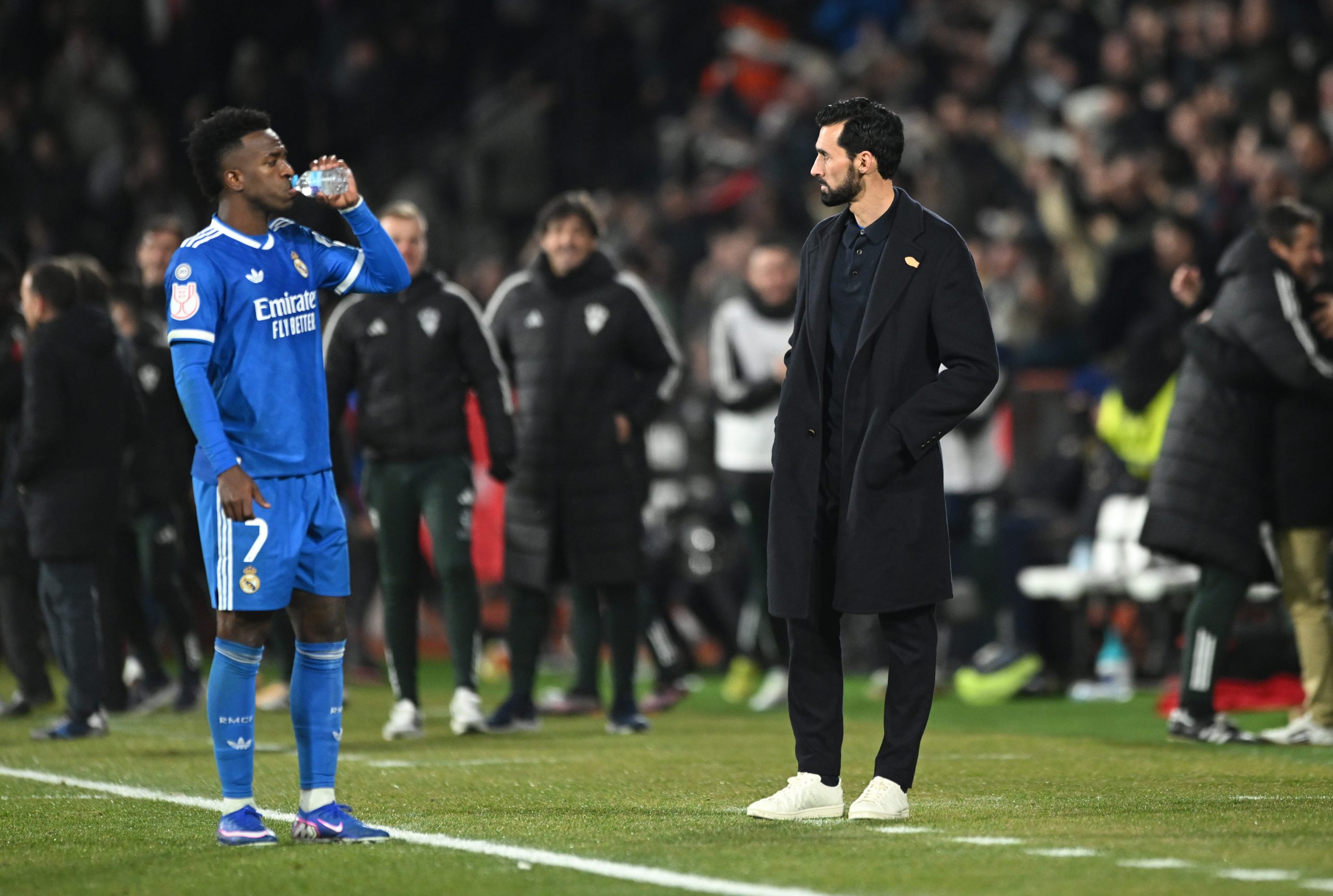 Arbeloa and Vinicius during defeat to Albacete.